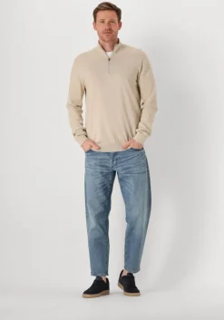 beige selected homme trui slhberg half zip cardigan noos