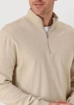 beige selected homme trui slhberg half zip cardigan noos