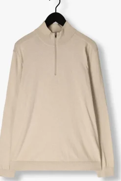 beige selected homme trui slhberg half zip cardigan noos
