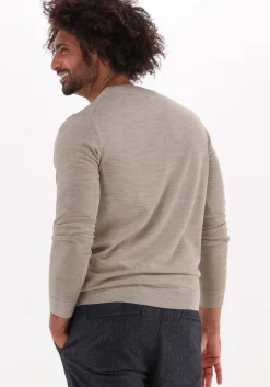 beige selected homme trui slhtown merino coolmax knit crew