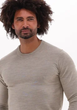 beige selected homme trui slhtown merino coolmax knit crew