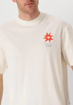 beige selected homme t-shirt slhrelaxjay license ss o-neck tee