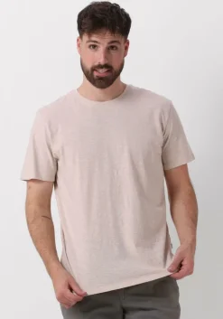 beige selected homme t-shirt slhaspen slub ss o-neck tee noos