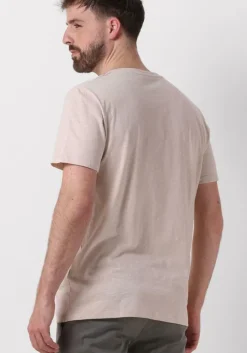 beige selected homme t-shirt slhaspen slub ss o-neck tee noos