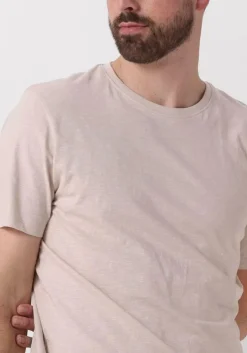 beige selected homme t-shirt slhaspen slub ss o-neck tee noos