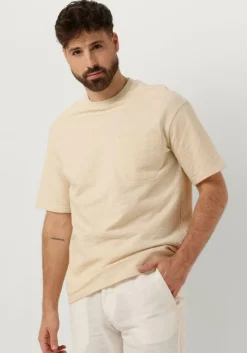 beige selected homme t-shirt slhloossaul slub ss o-neck tee