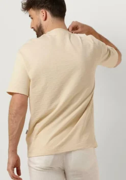 beige selected homme t-shirt slhloossaul slub ss o-neck tee