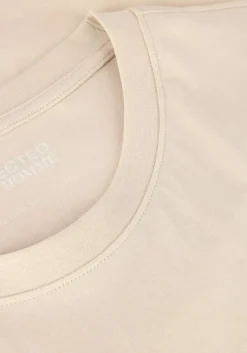 beige selected homme t-shirt slhaspen ss o-neck tee noos