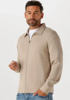 beige selected homme vest slhemanuel soft full zip sweat noos