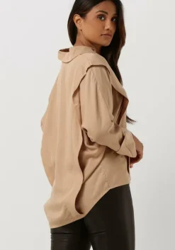 beige simple blouses leona wv-lyocel-22-3