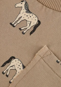 beige sproet & sprout sweater sweatshirt pocket horses print