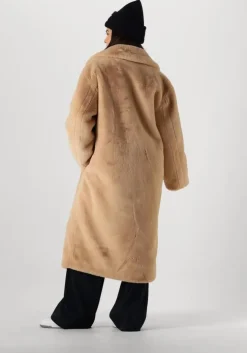 beige stand studio faux fur jas maria coat soft