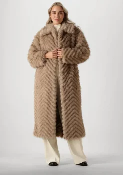 beige stand studio faux fur jas wynther coat