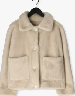 beige studio ar faux fur jas faje