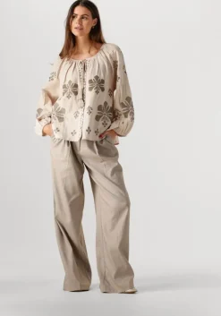 beige summum blouses longsleeve top linen heavy embroidery