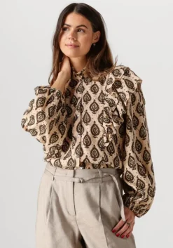 beige summum blouses longsleeve blouse print brodery