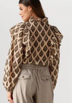 beige summum blouses longsleeve blouse print brodery