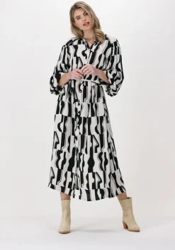 beige summum maxi jurk dress graphic two tone