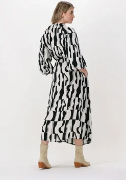 beige summum maxi jurk dress graphic two tone