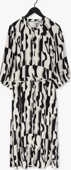 beige summum maxi jurk dress graphic two tone