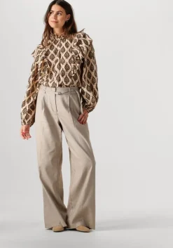 beige summum pantalon trousers wide linen blend twill