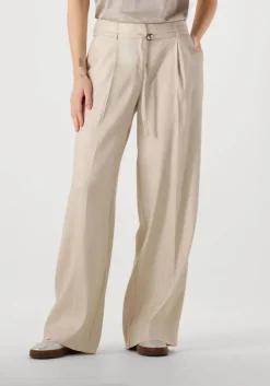 beige summum pantalon trousers wide linen blend twill