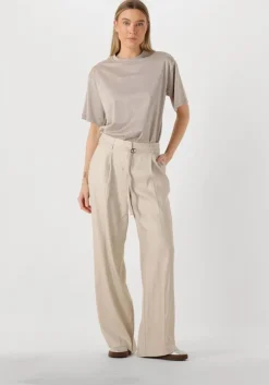 beige summum pantalon trousers wide linen blend twill