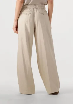 beige summum pantalon trousers wide linen blend twill