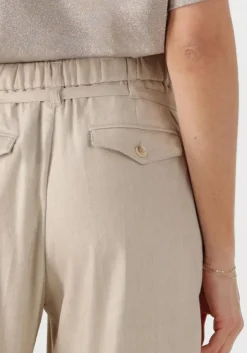 beige summum pantalon trousers wide linen blend twill