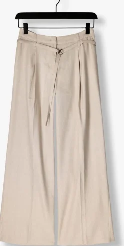 beige summum pantalon trousers wide linen blend twill