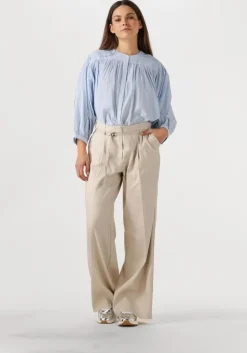 beige summum pantalon trousers wide linen blend twill