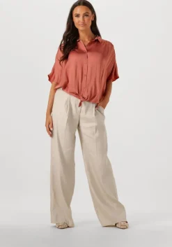 beige summum pantalon trousers wide linen blend twill
