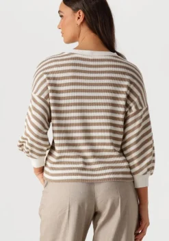 beige summum sweater jersey sweater waffle lurex stripe