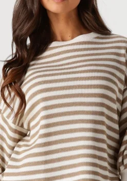 beige summum sweater jersey sweater waffle lurex stripe