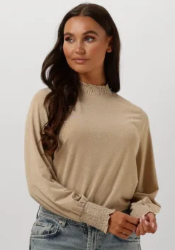 beige summum top smocked top fine lurex jersey