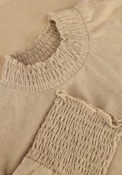 beige summum top smocked top fine lurex jersey