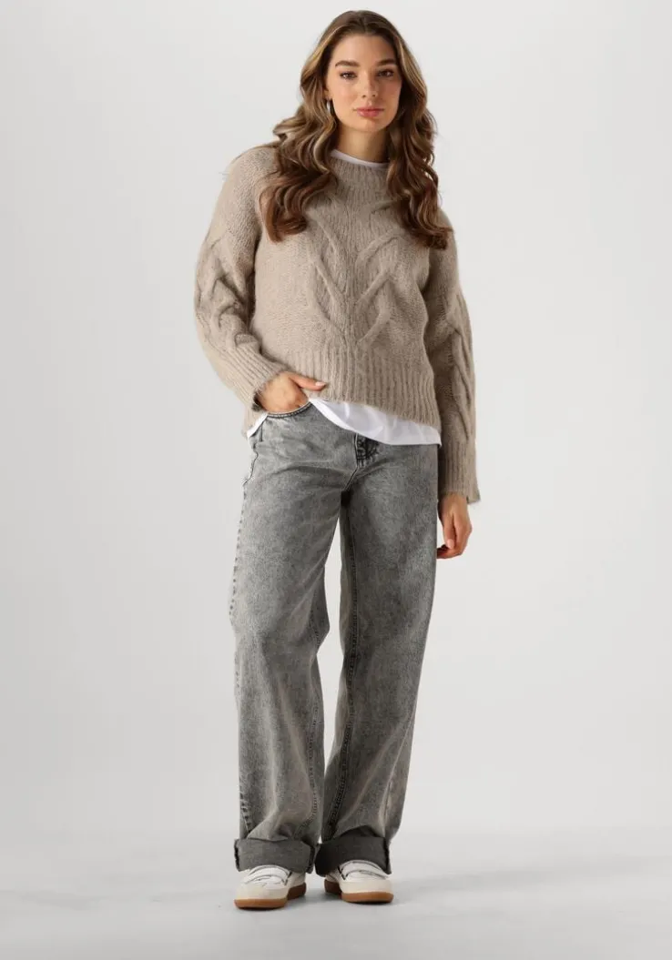 beige summum trui sweater big cable knit