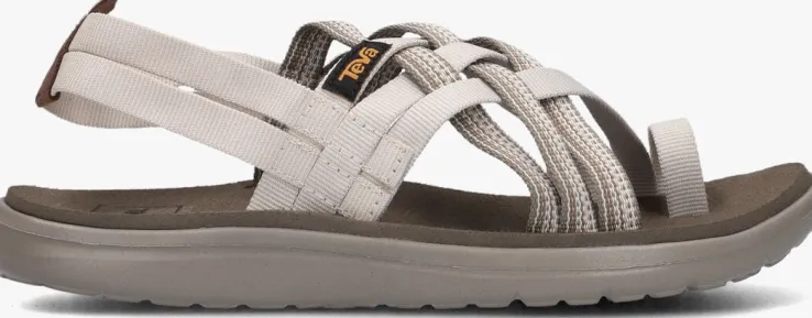 beige teva platte sandalen w voya strappy
