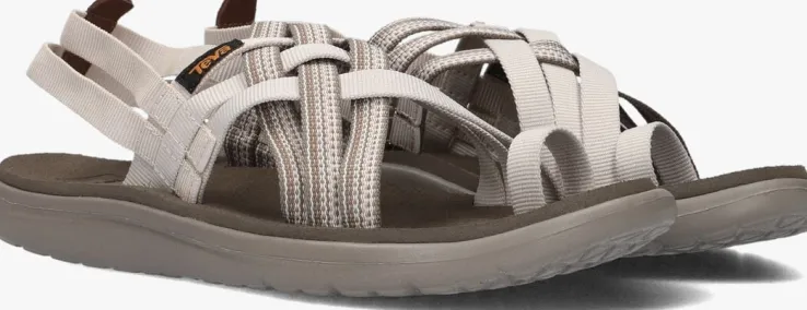 beige teva platte sandalen w voya strappy