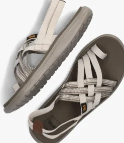 beige teva platte sandalen w voya strappy