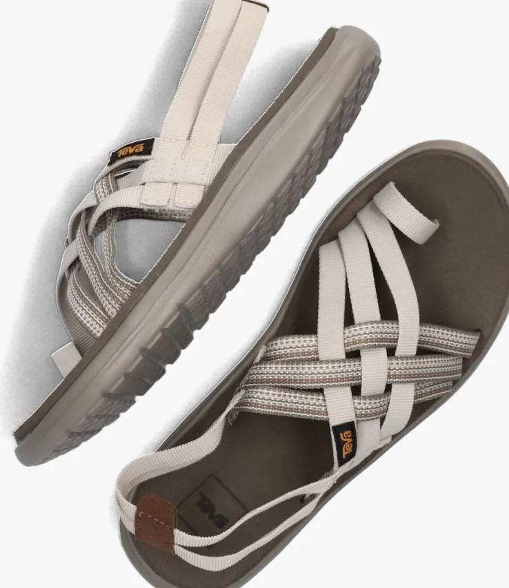 beige teva platte sandalen w voya strappy