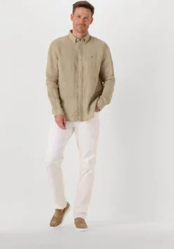 beige tommy hilfiger casual overhemd pigment dyed li solid rf shirt
