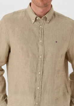 beige tommy hilfiger casual overhemd pigment dyed li solid rf shirt