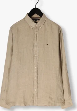 beige tommy hilfiger casual overhemd pigment dyed li solid rf shirt