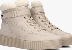 beige tommy hilfiger hoge sneakers faux fur low lace-up