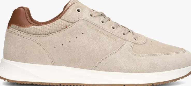 beige tommy hilfiger lage sneakers premium suede hybrid