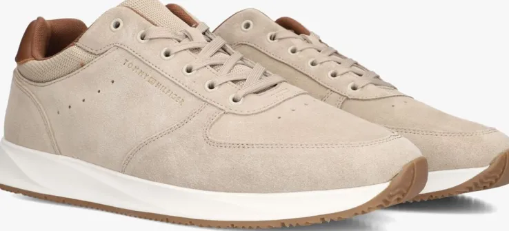 beige tommy hilfiger lage sneakers premium suede hybrid