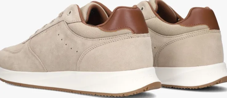 beige tommy hilfiger lage sneakers premium suede hybrid