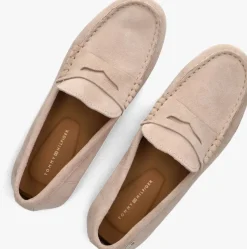 beige tommy hilfiger loafers flag soft suede drive
