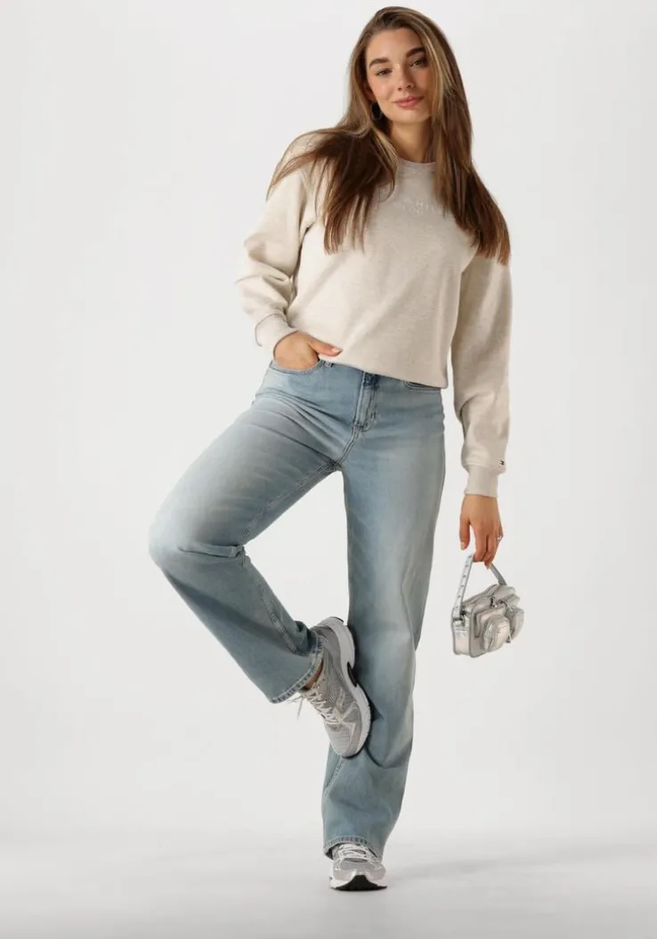 beige tommy hilfiger sweater mdrn reg corp logo c-nk swtshrt